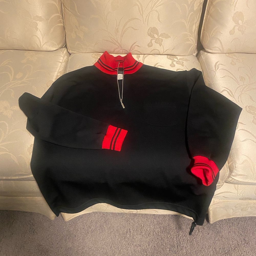 Men Porsche half zip sweatshirt black and red size medium
